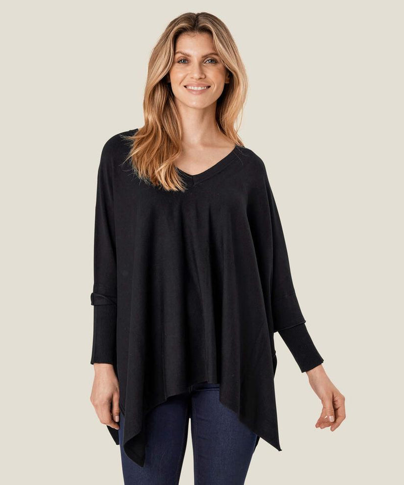 MASAI Black Fosna Poncho Style Sweater 1002018-AW24