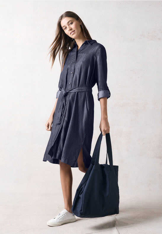 144158 DARK BLUE WASH Lyocell Shirt Dress CECIL