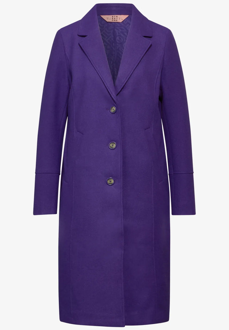 201958 Deep Lilac Long Revers Solid Coat STREET ONE