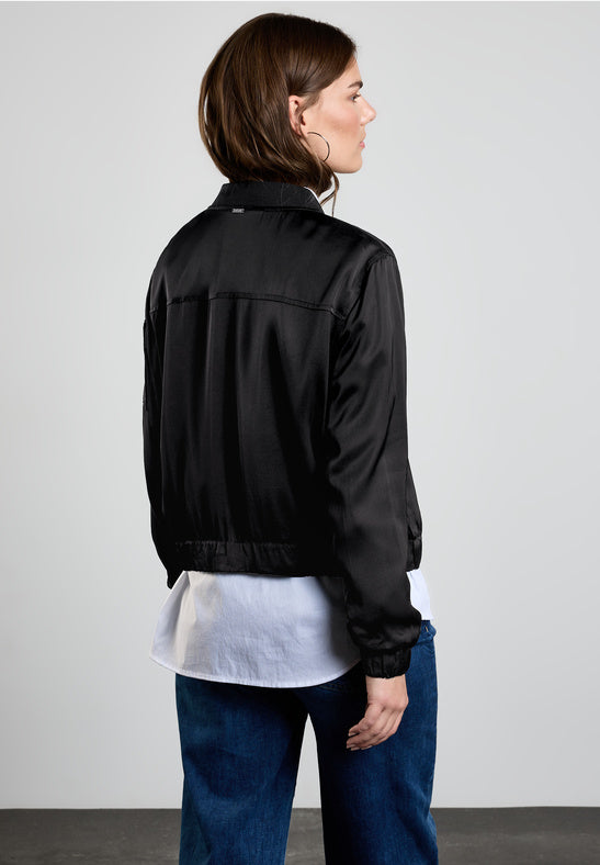 212259 Black Satin Blouson Jacket Street One