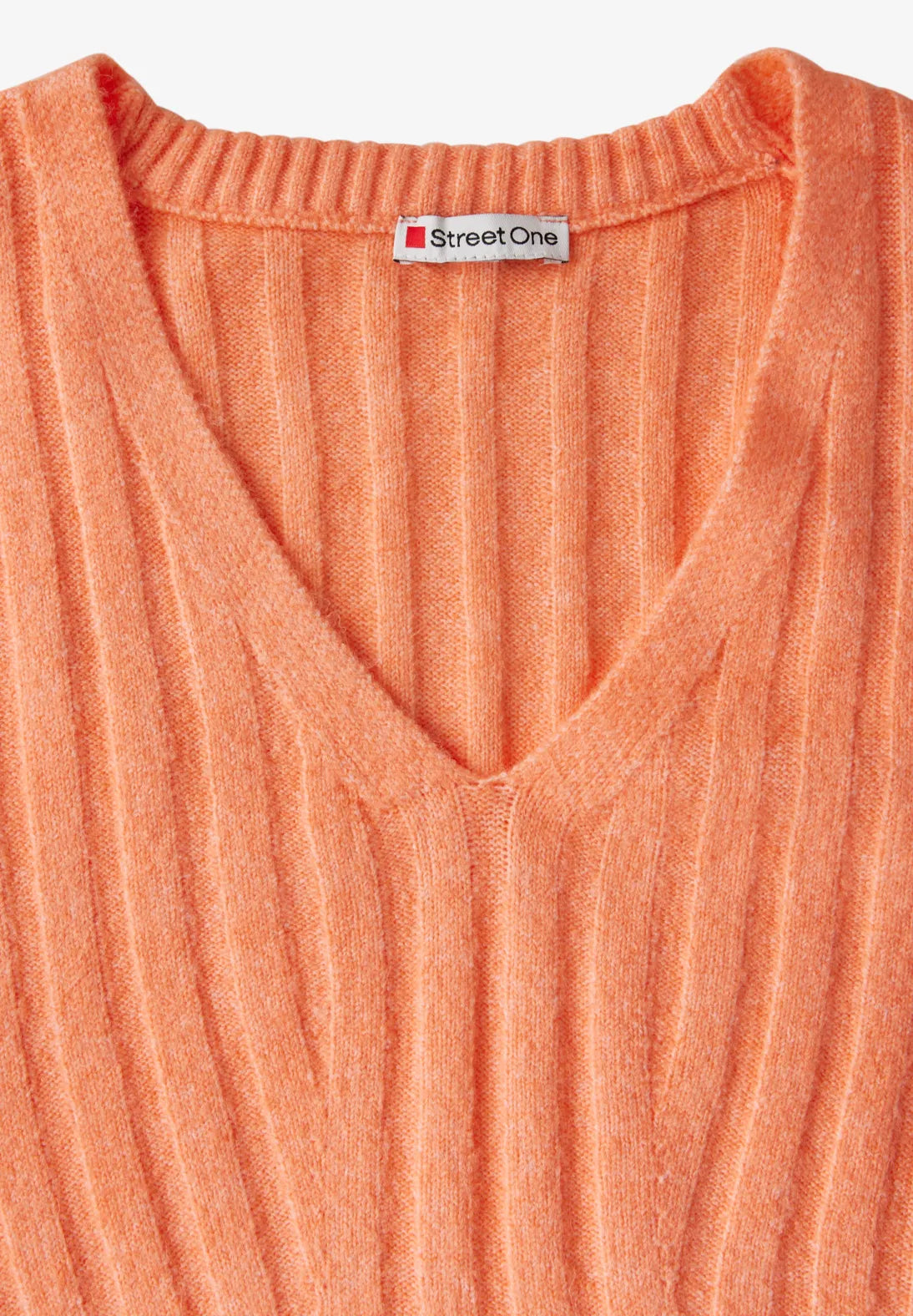 302901 Peachwood Orange Melange V-Neck Dolman Sweater Street One