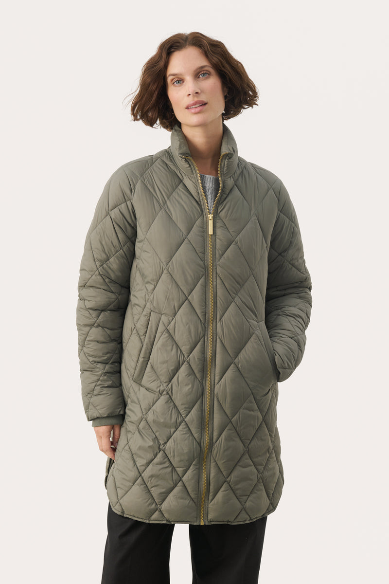 PART TWO Smokey Olive Olilas Quilted Coat 30306108-A