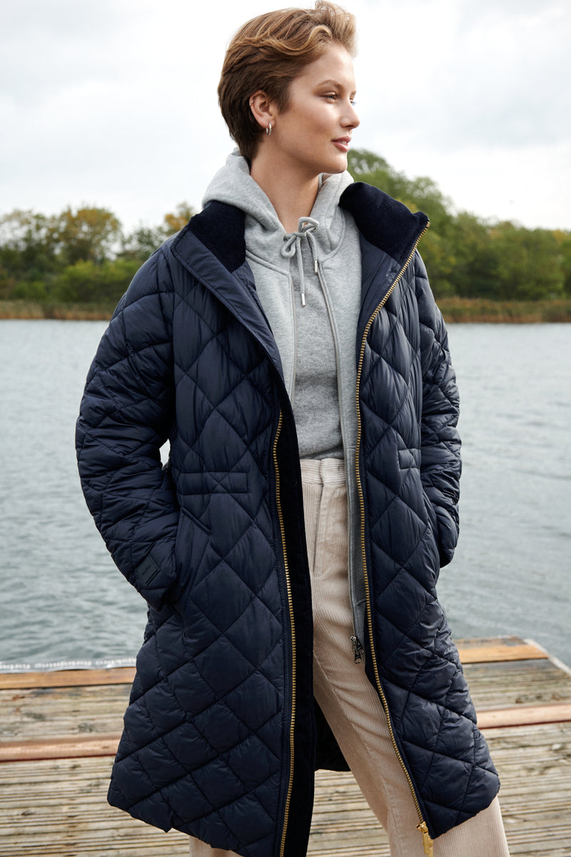 30308717 DARK NAVY Part Two Cheas Quilted Coat