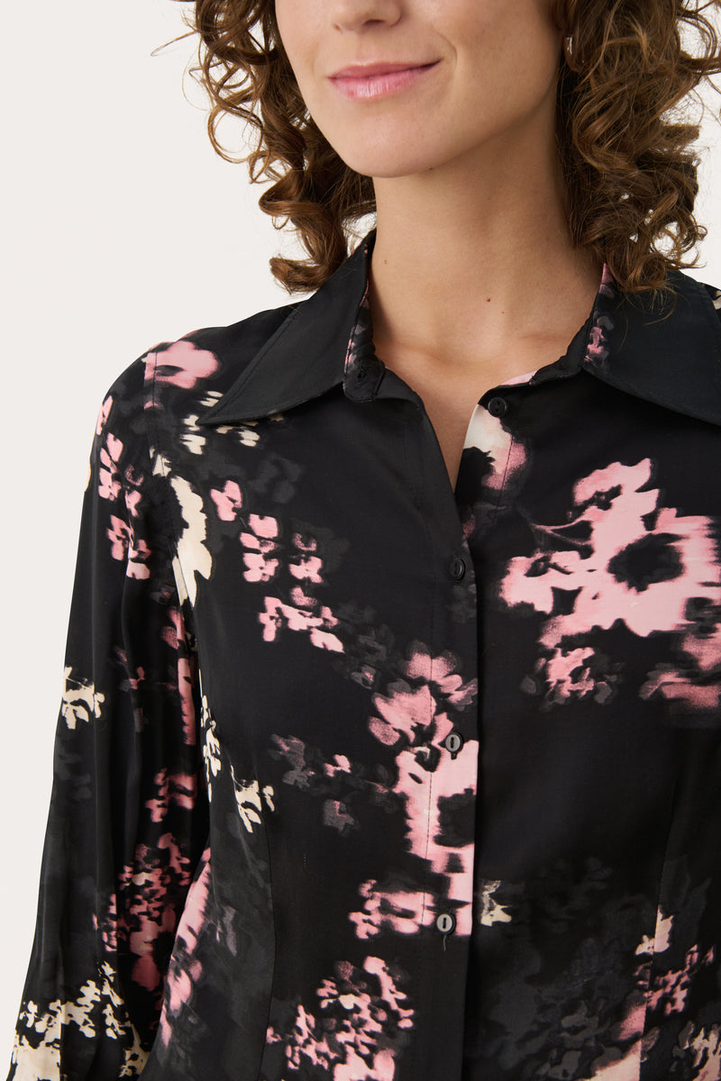 PART TWO Dark Navy Blurred Flower Lenda Shirt 30308873