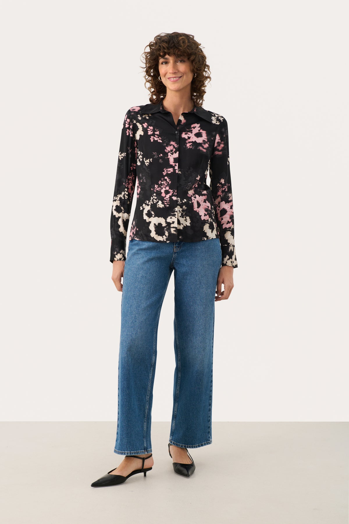 PART TWO Dark Navy Blurred Flower Lenda Shirt 30308873