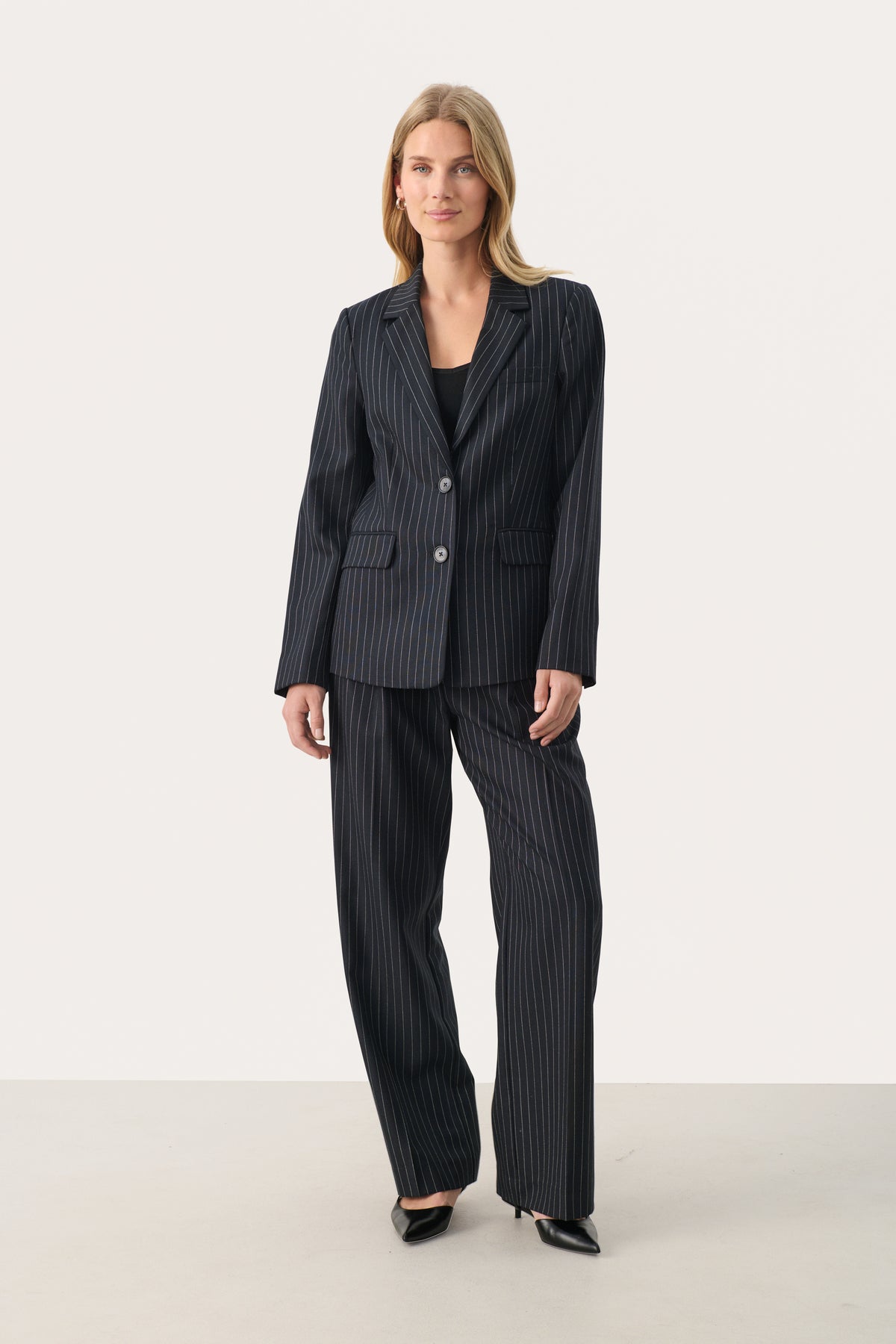 30308902 Dark Navy Pinstripe Layna Blazer Part Two