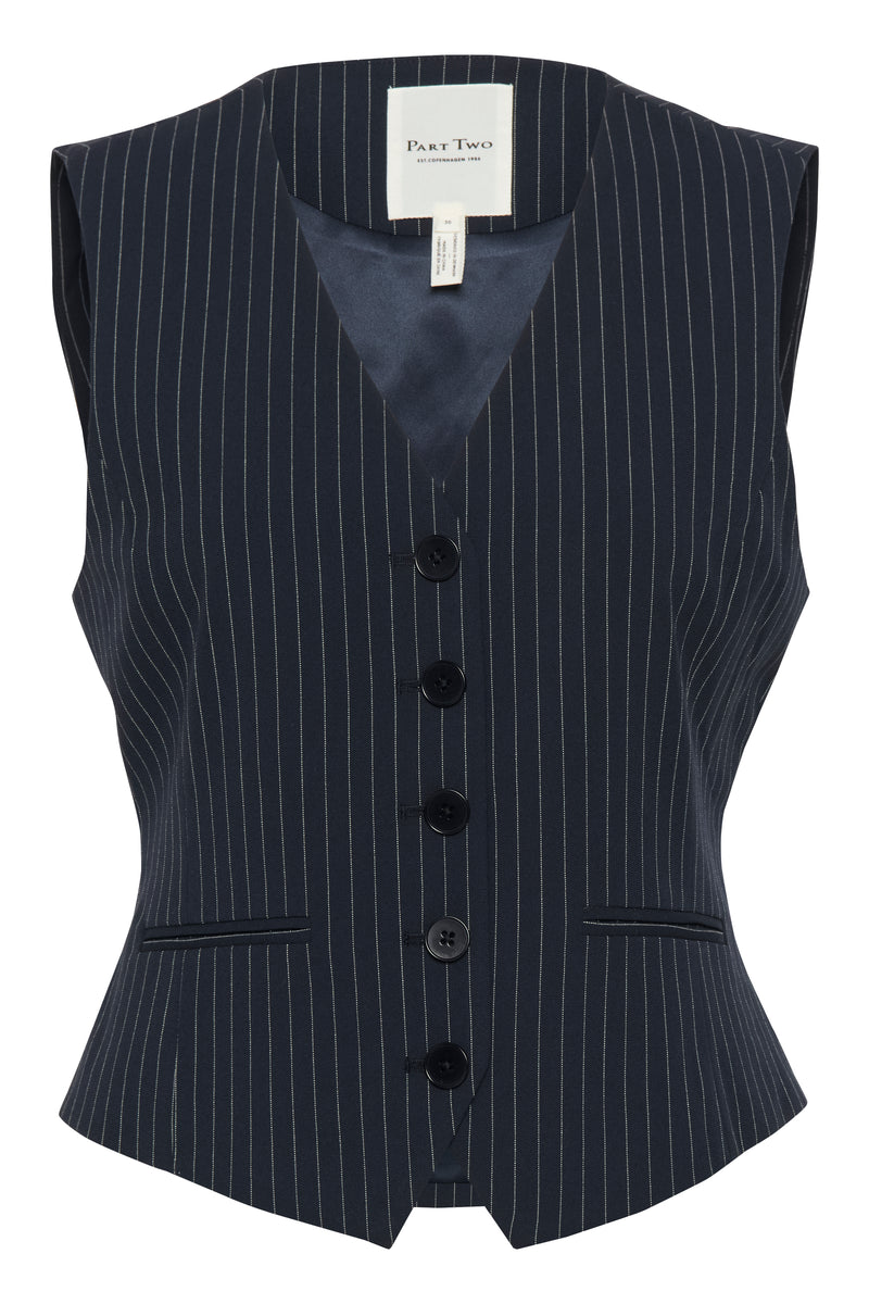 30309030 Dark Navy Pinstripe Rikke Waistcoat