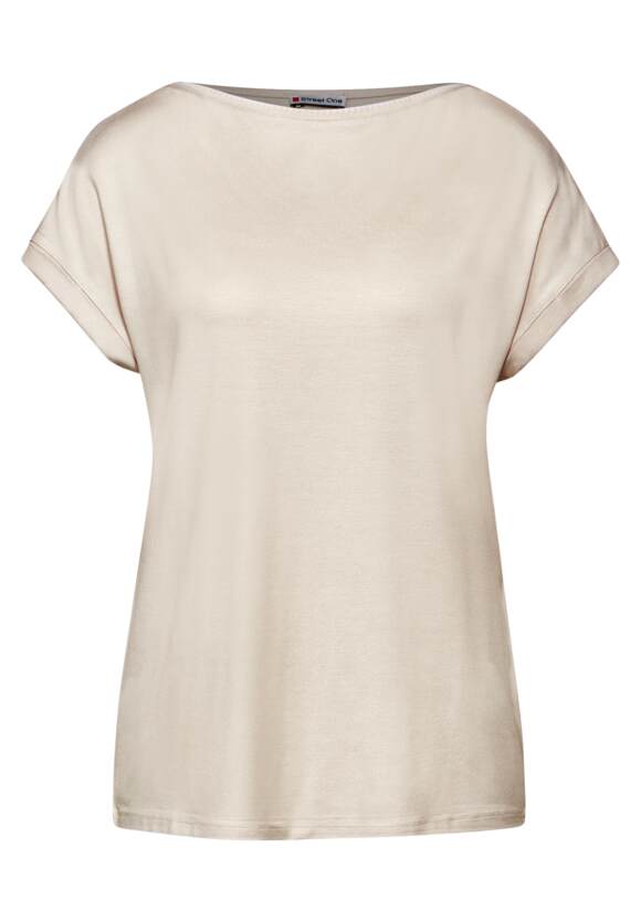 321669 SMOOTH SAND BEIGE U-Boat Neck Top With Deco Tape STREET ONE