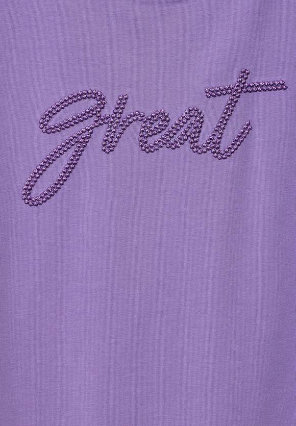 321680 Bellflower Lilac Embroidery Wording Top STREET ONE