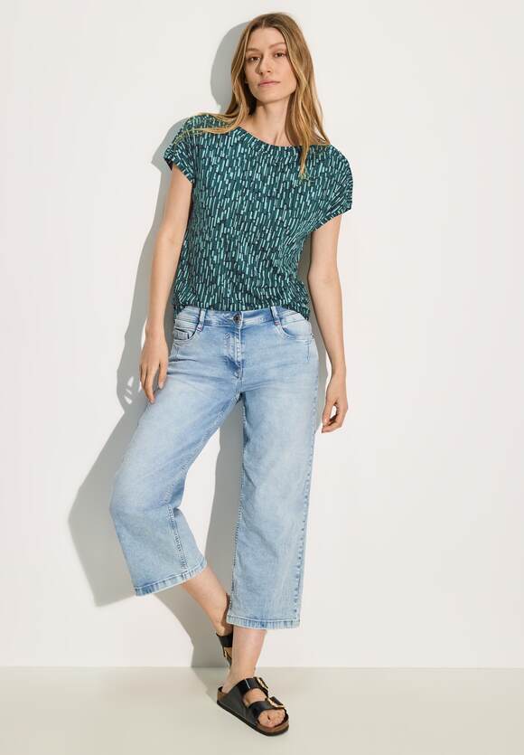 CECIL Fir Green Minimal Print Top 321918