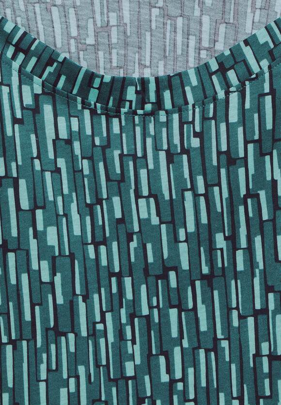 CECIL Fir Green Minimal Print Top 321918