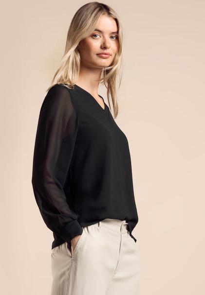 321944 Black Chiffon Matmix Top Street One