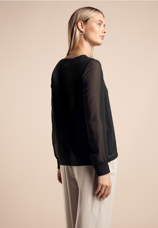 321944 Black Chiffon Matmix Top Street One