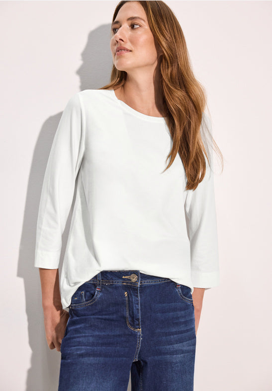 321963 VANILLA WHITE Jersey Roundneck Top CECIL