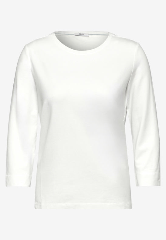 321963 VANILLA WHITE Jersey Roundneck Top CECIL