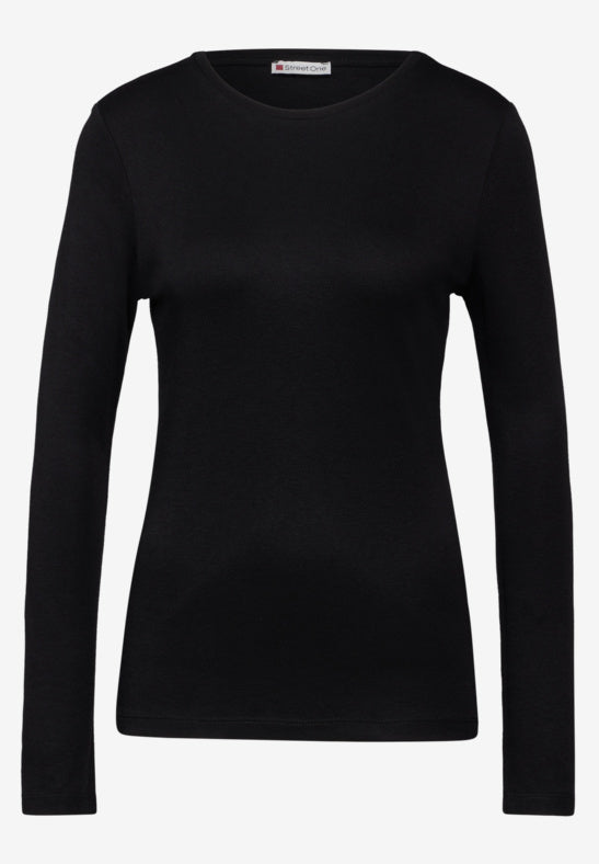 322429 Black Long Sleeves Basic Interlock Top Street One