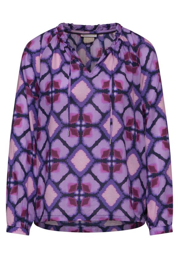344811 Bellflower Lilac Printed Cotton Voile Tunic Blouse STREET ONE