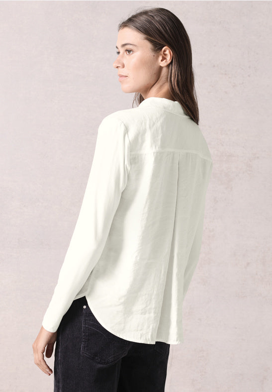 345026 VANILLA WHITE Solid Blouse With Jersey Sleeves CECIL