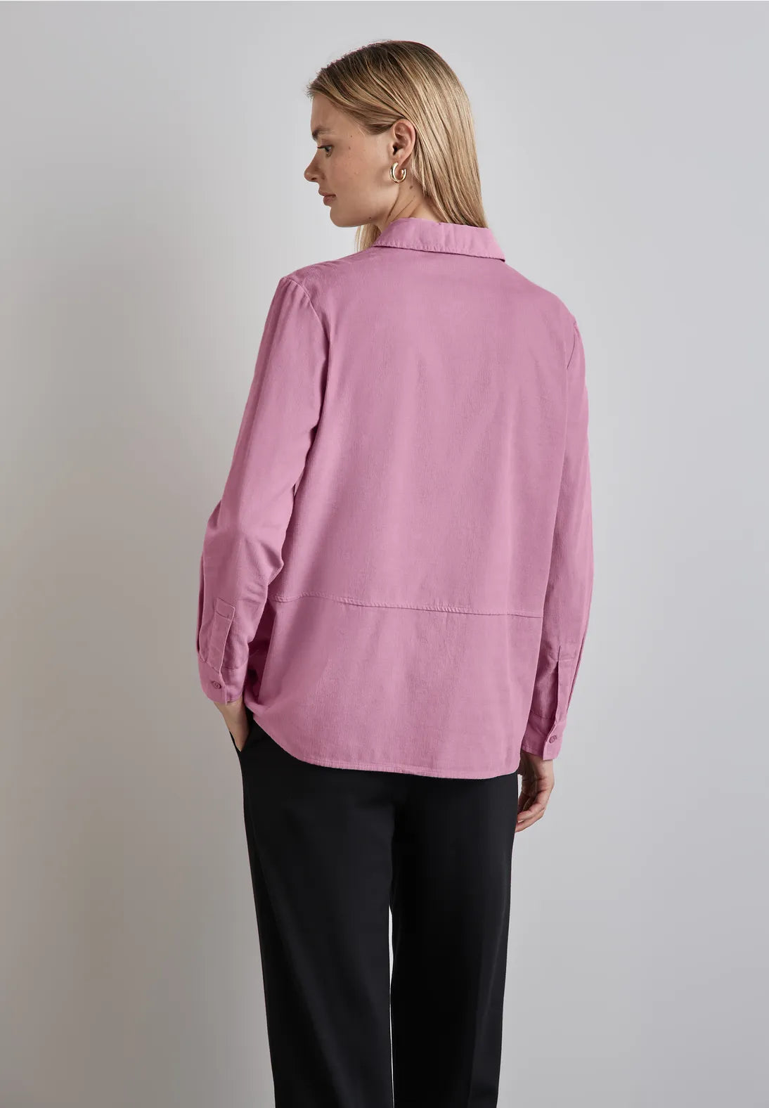 345056 Sunrise Pink Corduroy Shirt-Collar Blouse Street One