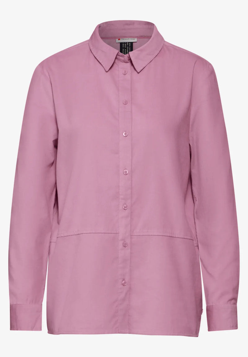 345056 Sunrise Pink Corduroy Shirt-Collar Blouse Street One