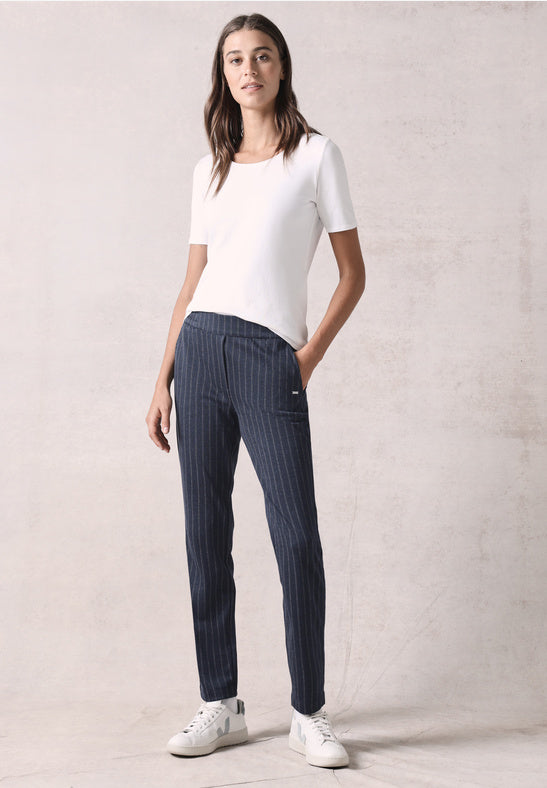 378181 Deep Petrol Tracey Pinstripe Trouser CECIL