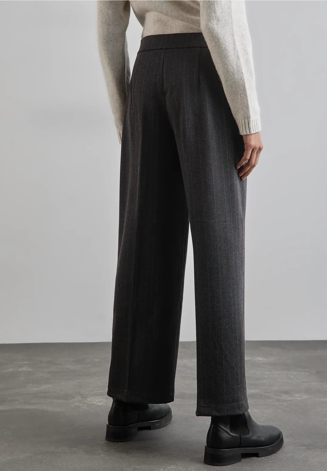 378536 Wide Leg Needle Stripe High Waist Pants Street One