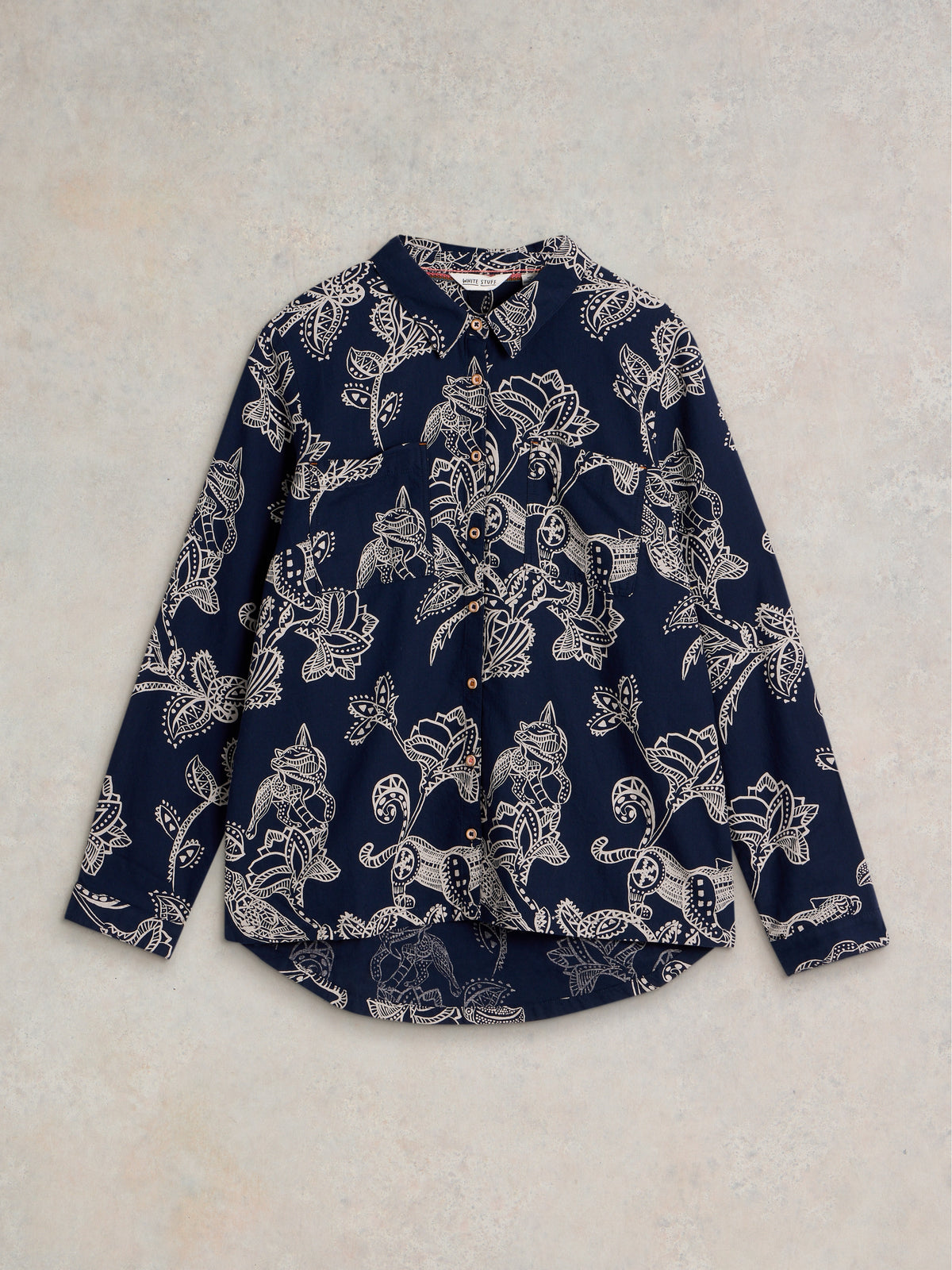 439531-B NAVY PRINT White Stuff Sophie Cotton Shirt