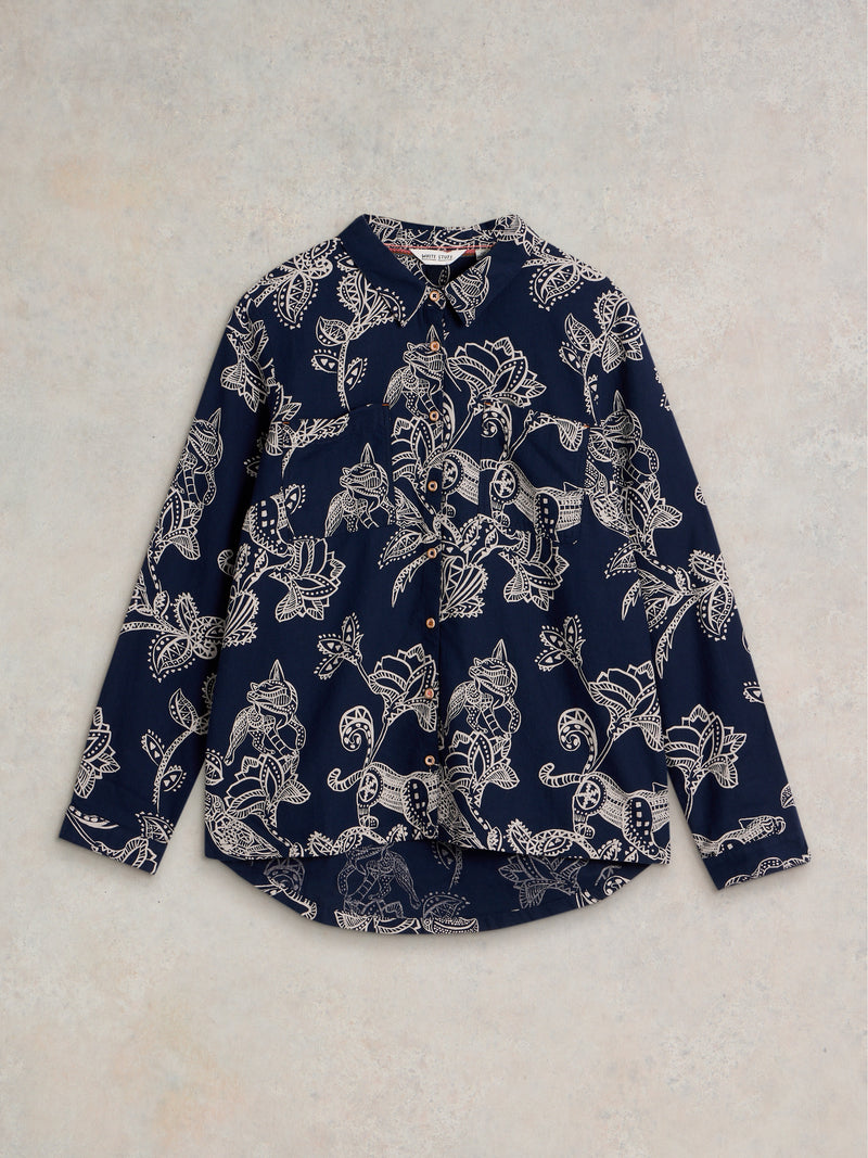 439531-B NAVY PRINT White Stuff Sophie Cotton Shirt