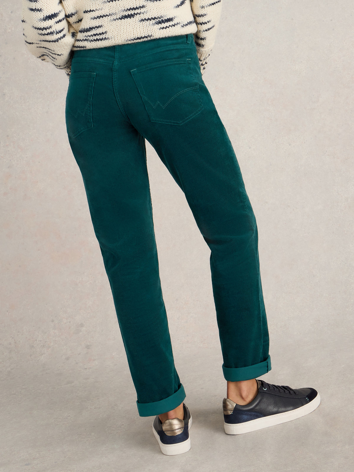 441493-A DARK GREEN Brooke Straight Cord Trouser White Stuff