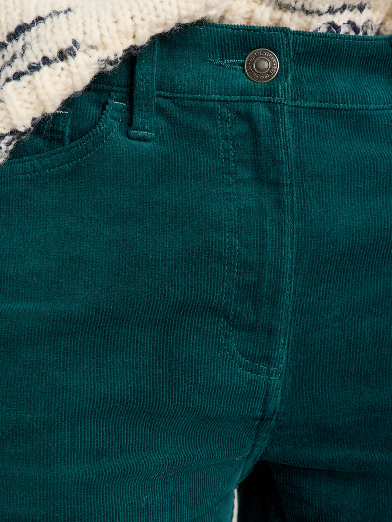 441493-A DARK GREEN Brooke Straight Cord Trouser White Stuff