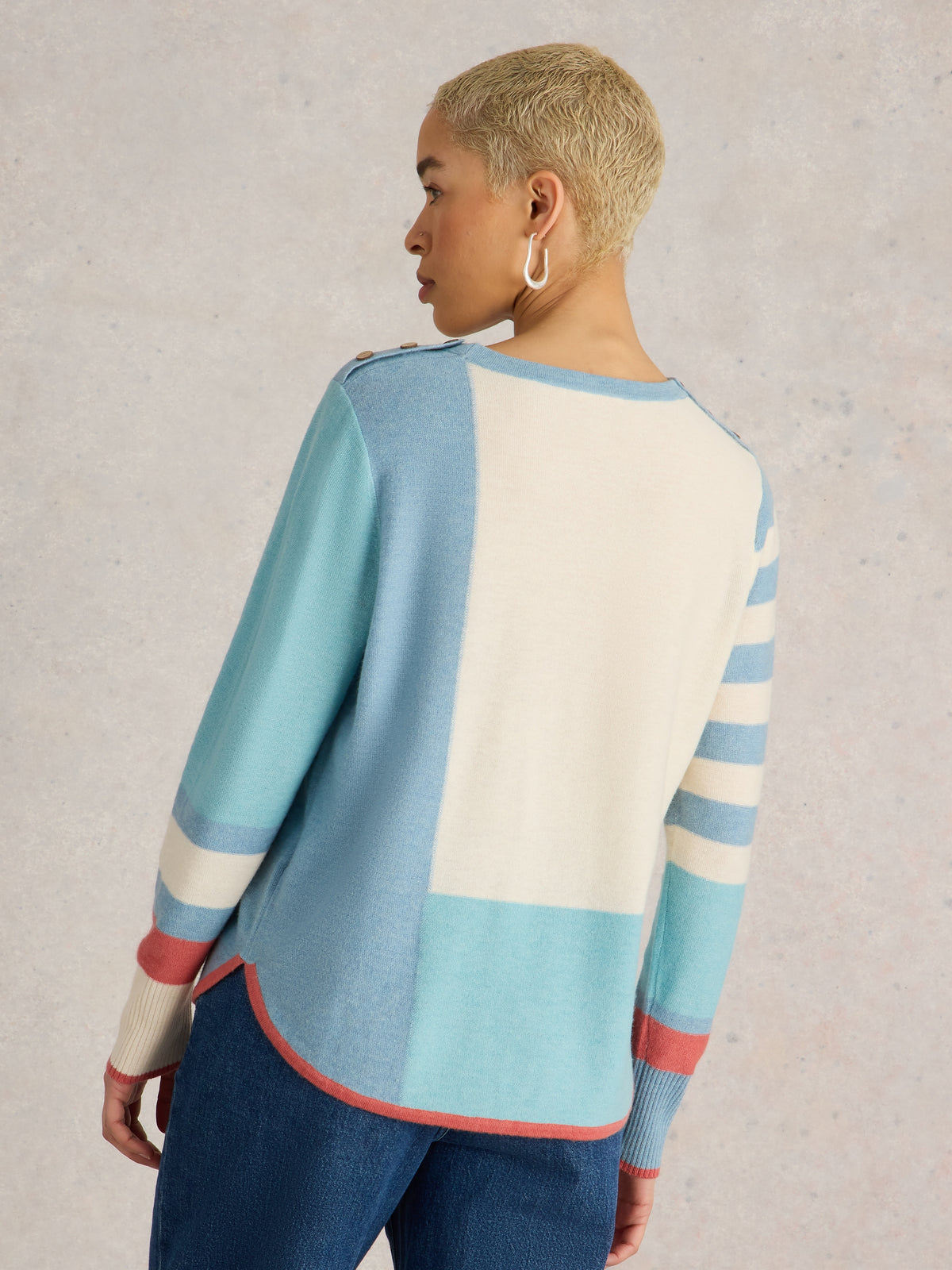 441540 BLUE MULTI Emma Colour Block Jumper WHITE STUFF