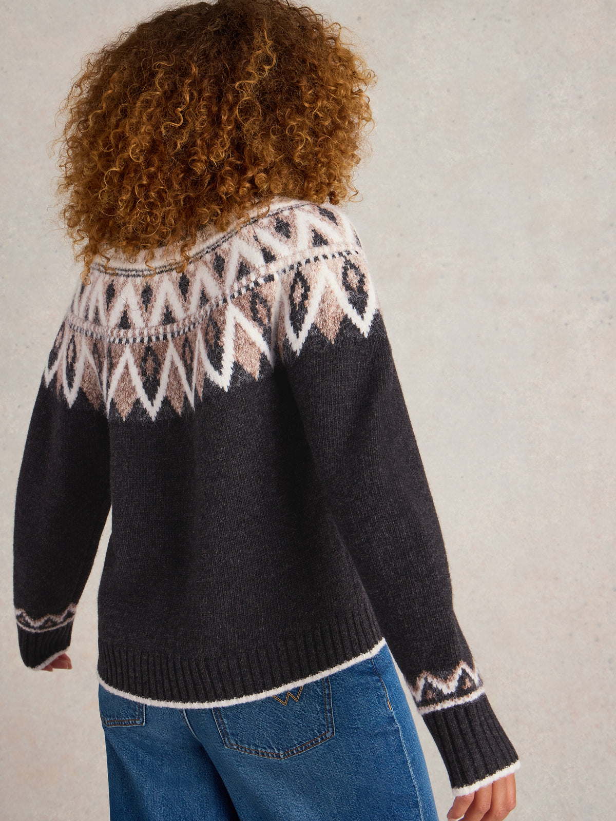 441640 BLACK MULTI Mona Fairisle Jumper WHITE STUFF