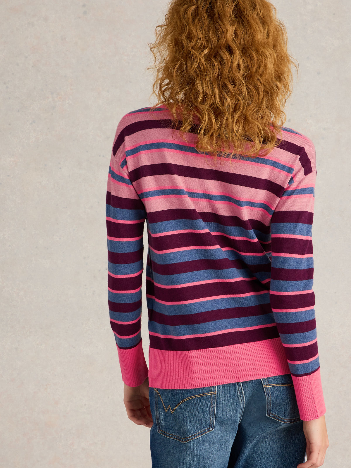 441641 PINK MULTI City Stripe Jumper White Stuff