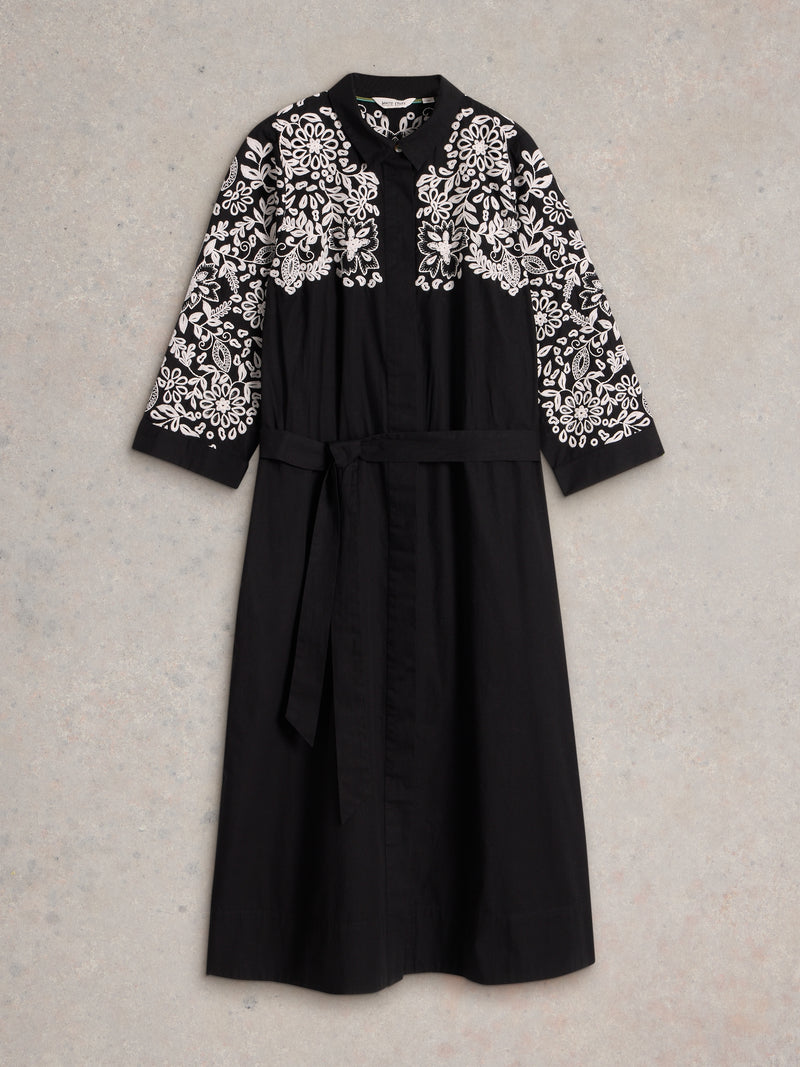 441672 BLACK MULTI Thyme Embroidered Shirt Dress WHITE STUFF