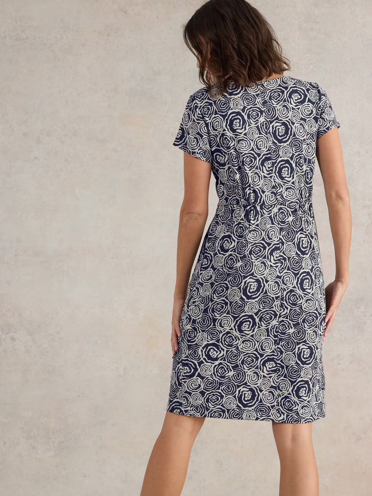 441690 Navy Print Tallie Jersey Dress WHITE STUFF