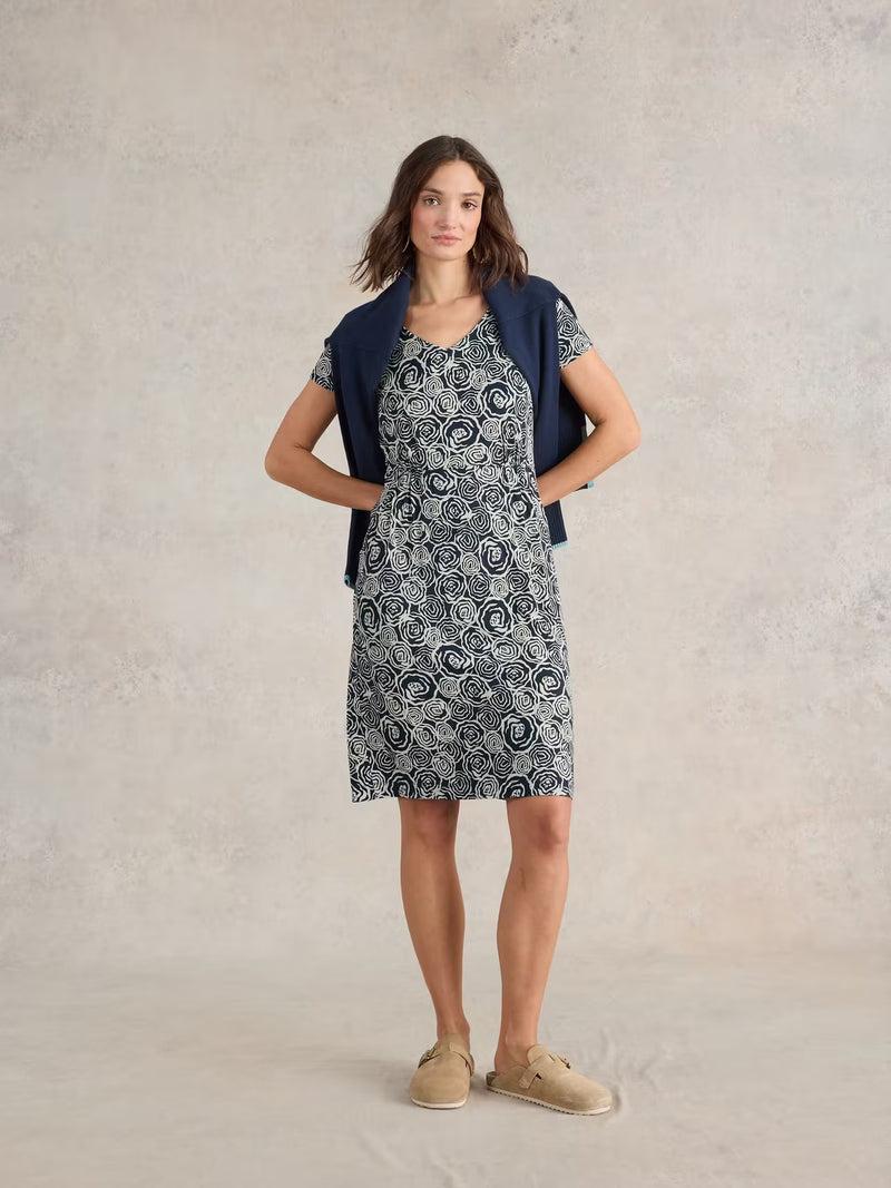 441690 Navy Print Tallie Jersey Dress WHITE STUFF