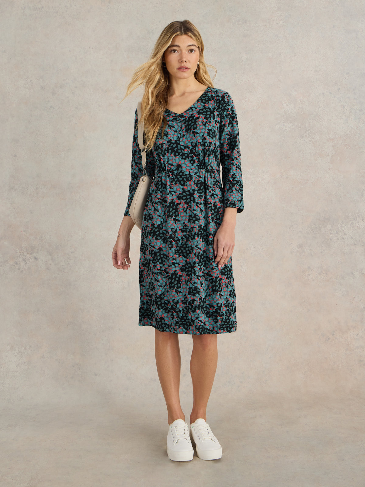 441842 TEAL MULTI Tallie Jersey Dress White Stuff