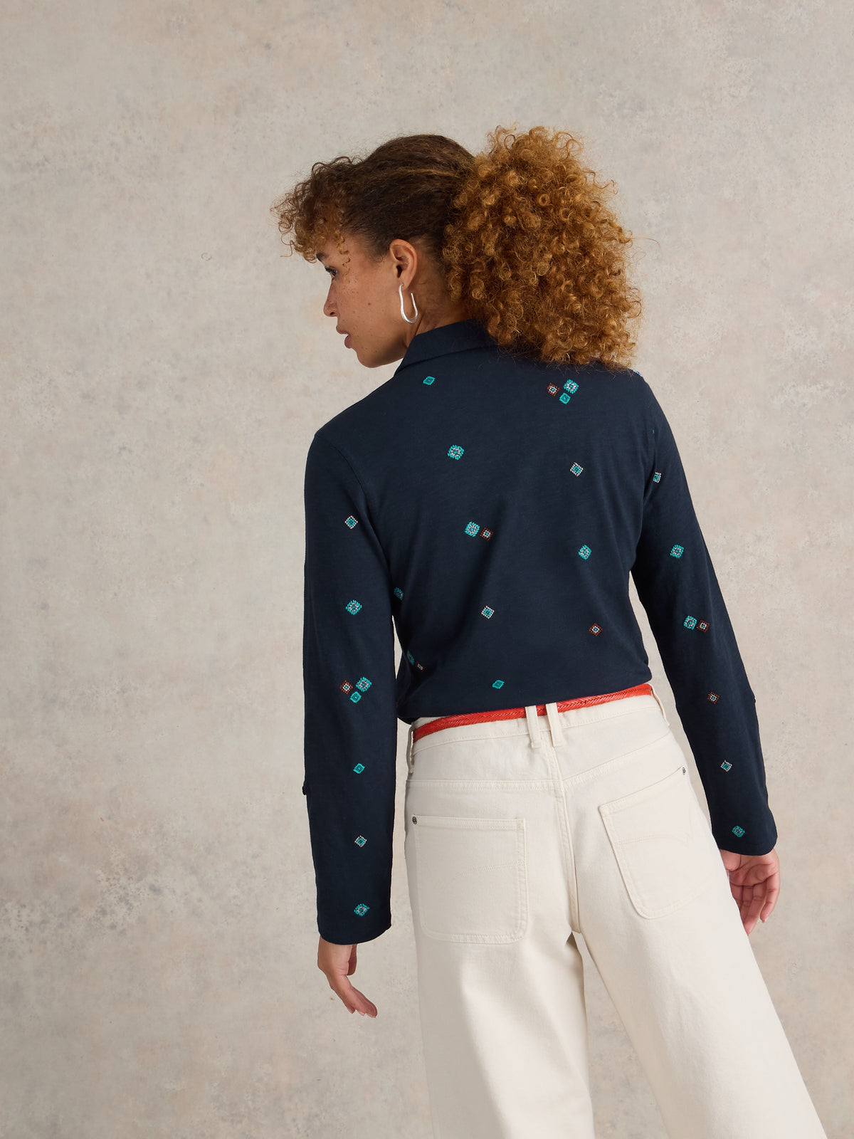 441858 NAVY MULTI Annie Embroidered Shirt WHITE STUFF