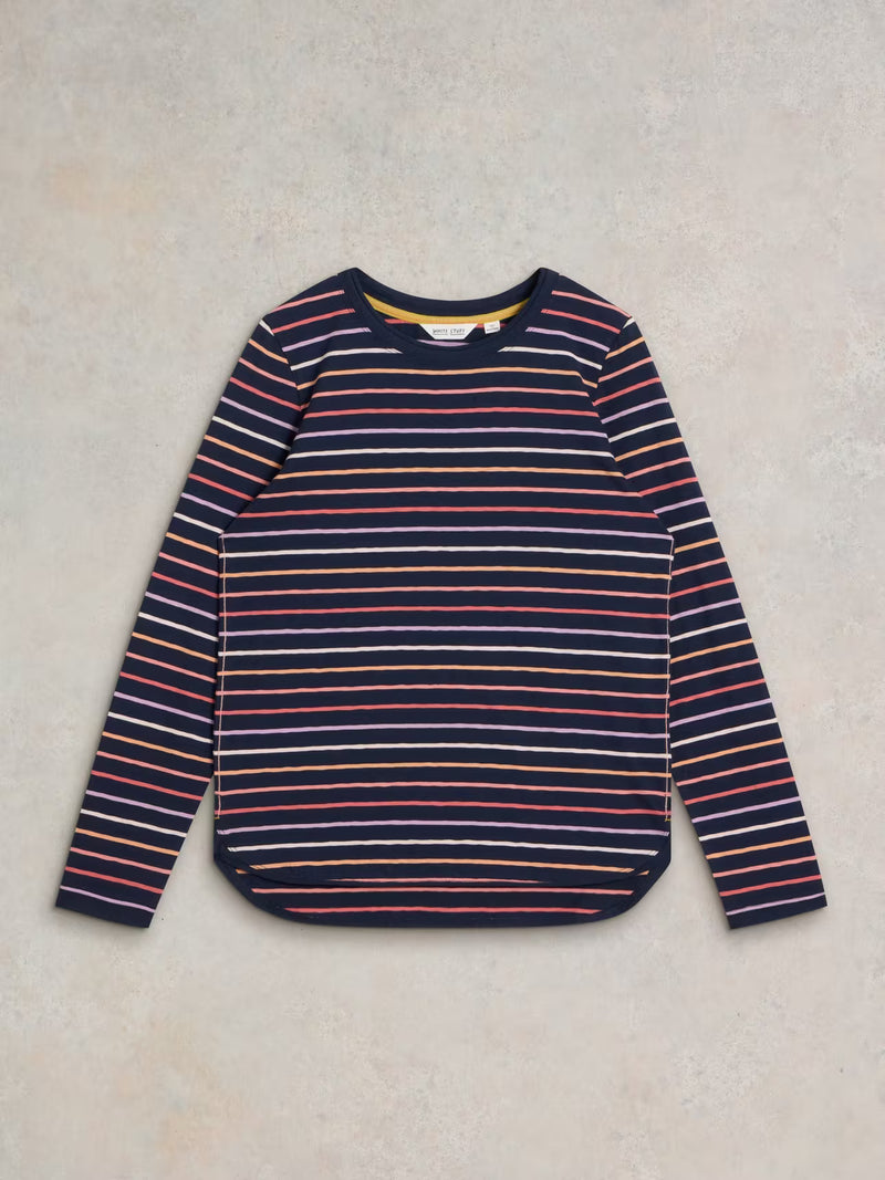 441862 NAVY MULTI Clara Stripe Longsleeve  Tee WHITE STUFF