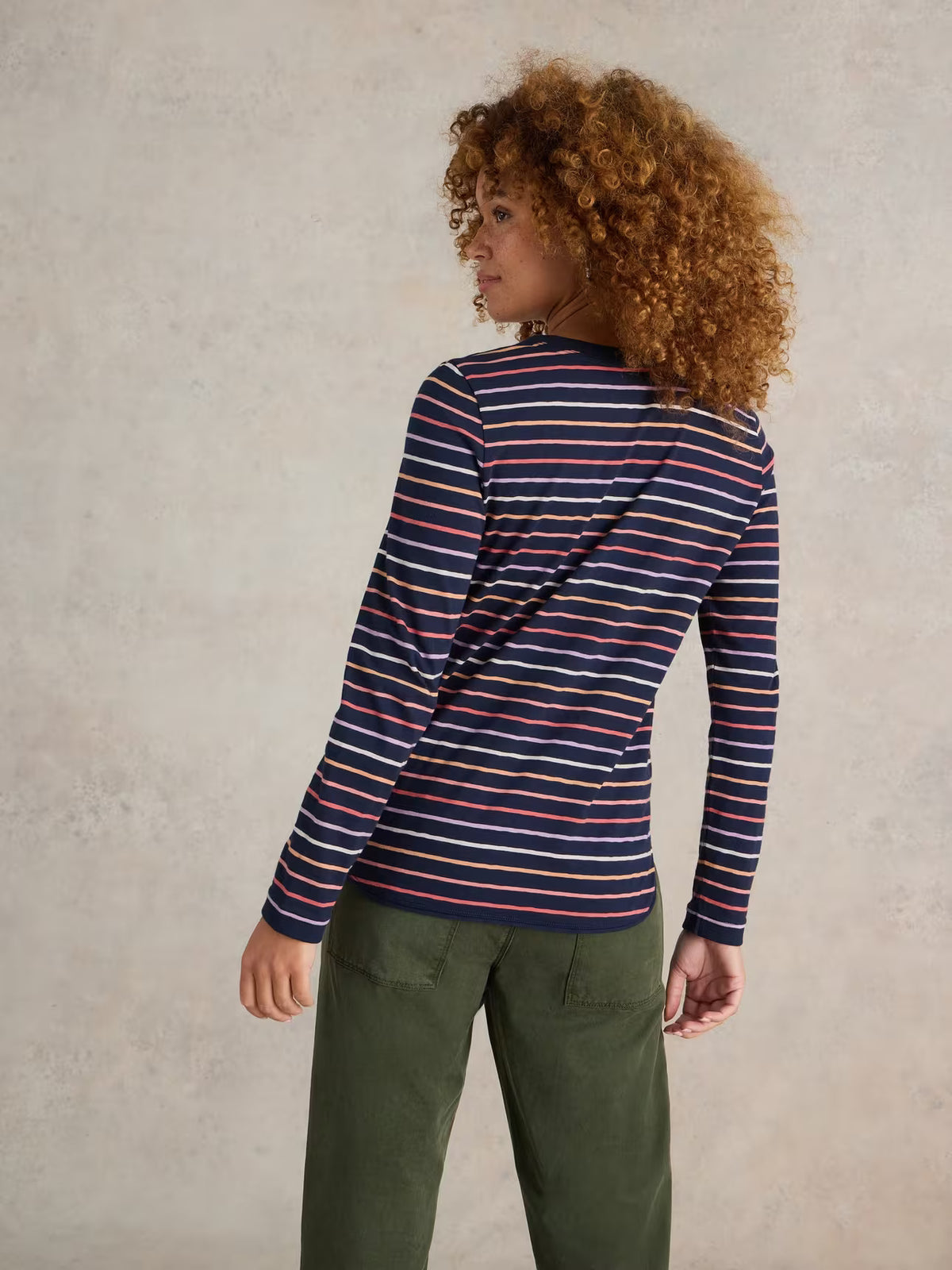 441862 NAVY MULTI Clara Stripe Longsleeve  Tee WHITE STUFF