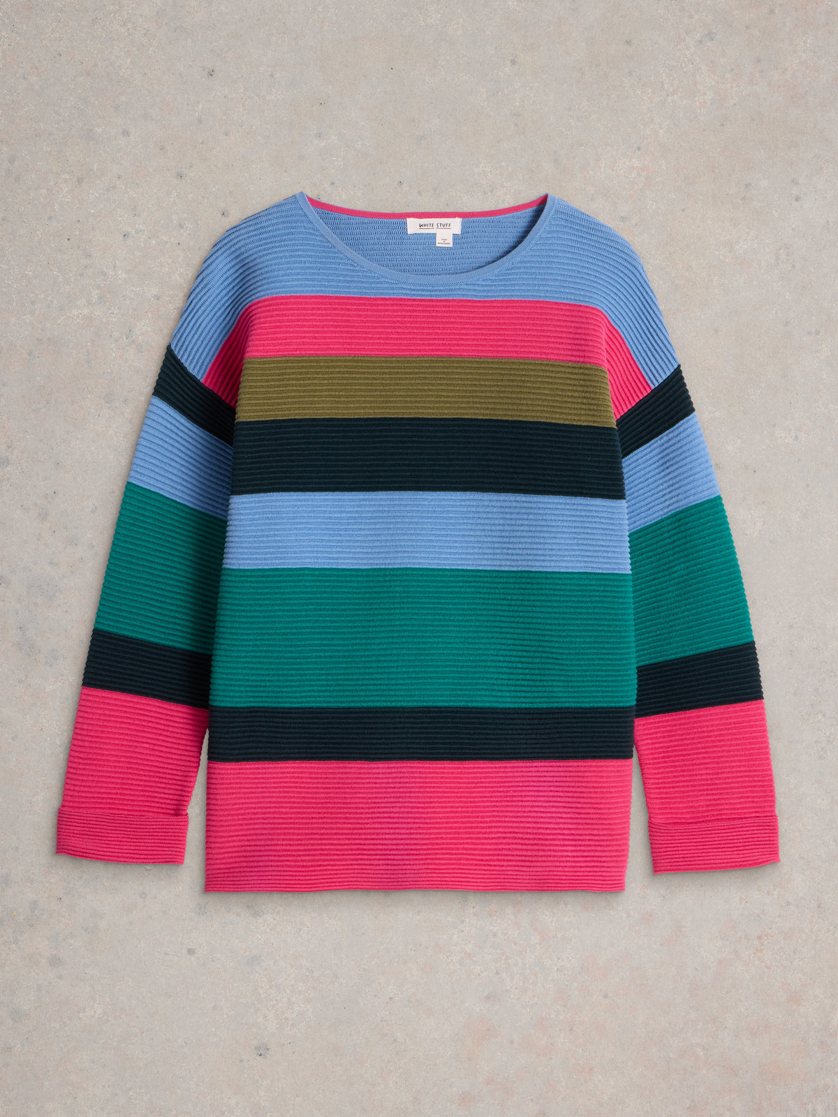 442019 TEAL MULTI Jana Stripe Jumper White Stuff