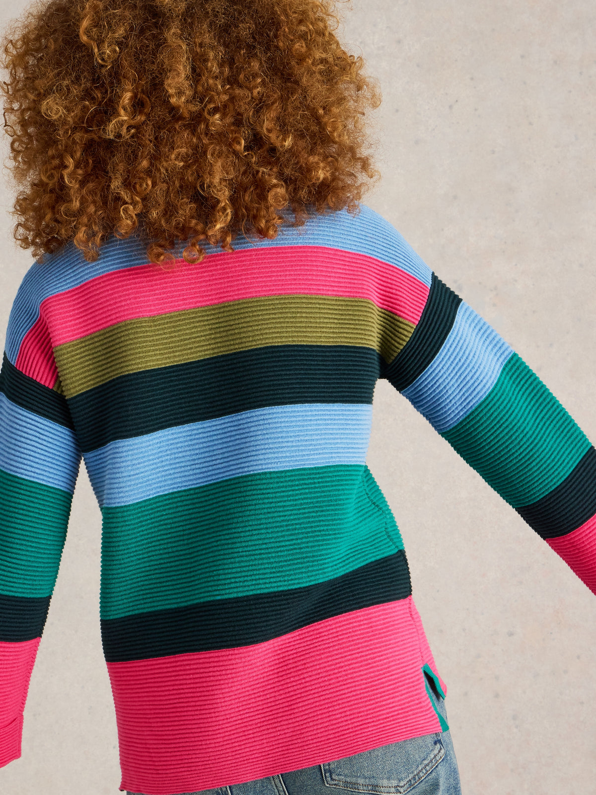 442019 TEAL MULTI Jana Stripe Jumper White Stuff