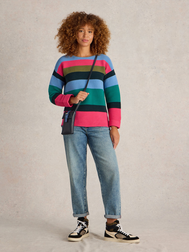 442019 TEAL MULTI Jana Stripe Jumper White Stuff