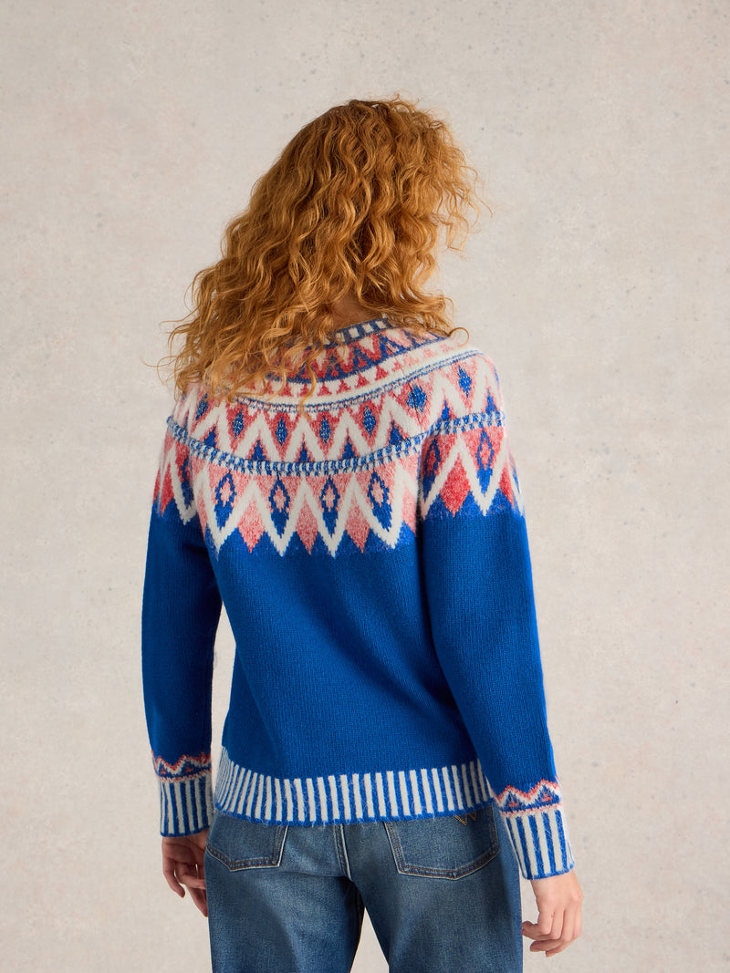 442103 BLUE MULTI Sapphire Fairisle Jumper White Stuff