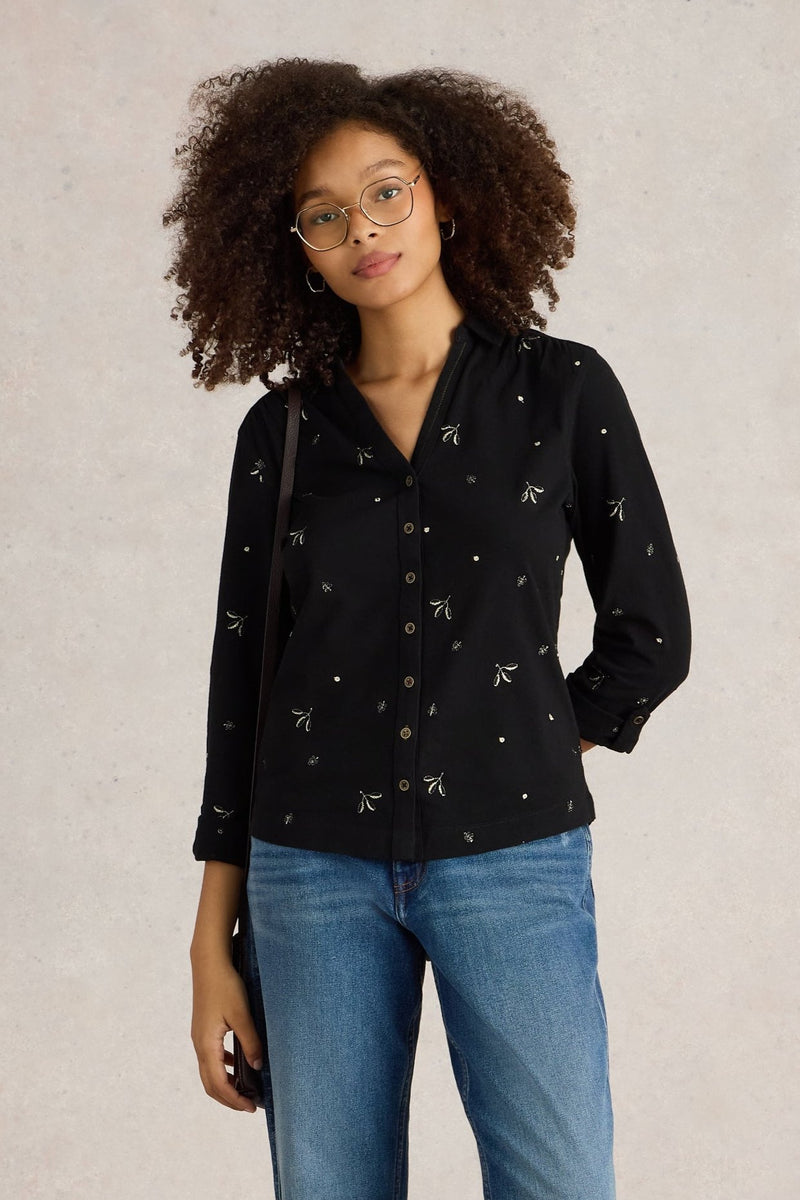 442117 BLACK MULTI Anni Embroidered Shirt White Stuff