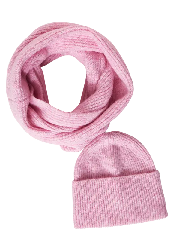 Dusty Pink Melange Knit Cashmere Tube Scarf