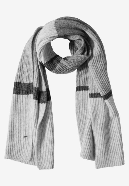 572463 Smooth Silver Melange Striped Melange Knit Scarf CECIL