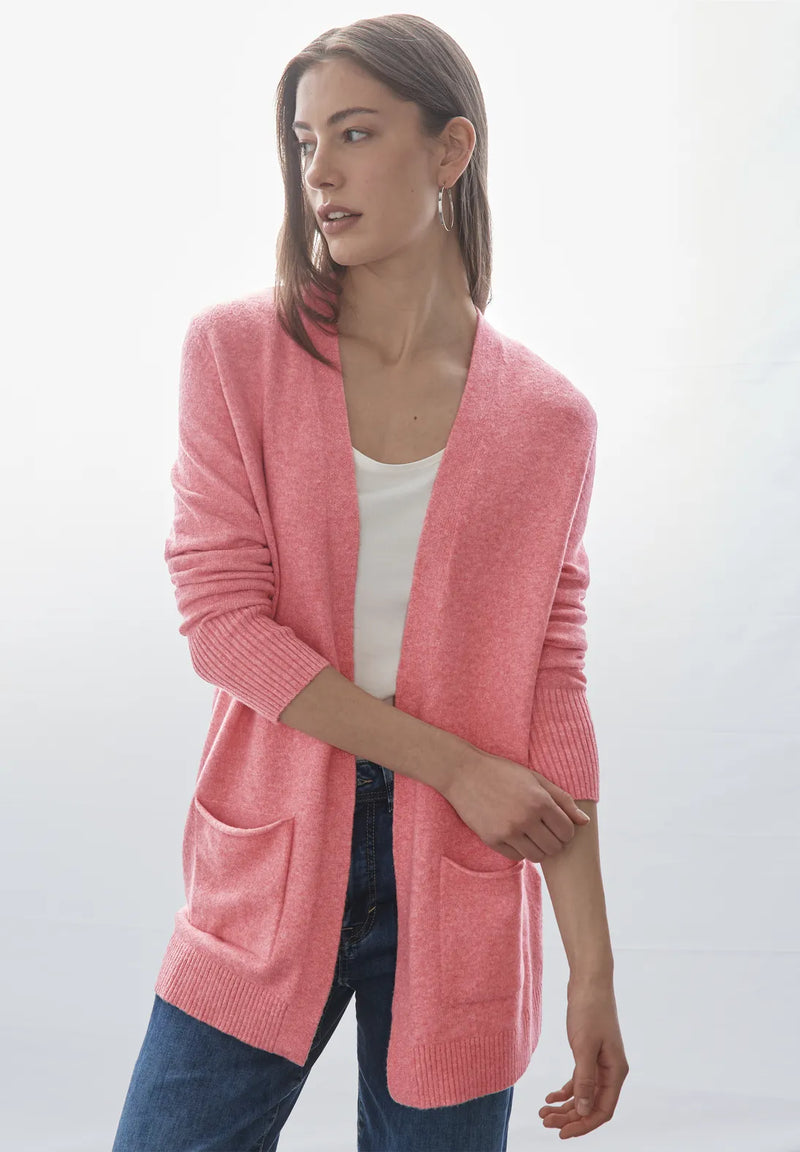 253842 Sugar Coral Melange Cosy Open Cardigan Street One