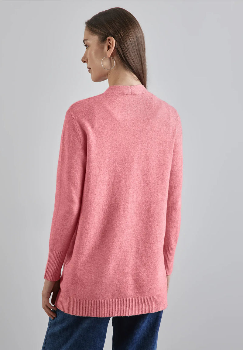 253842 Sugar Coral Melange Cosy Open Cardigan Street One