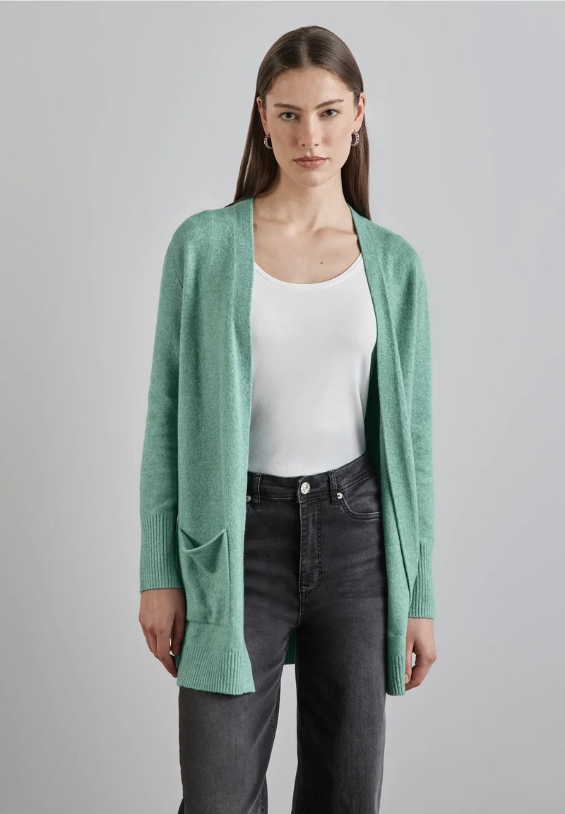 253842 Sunlit Green Melange Cosy Open Cardigan Street One